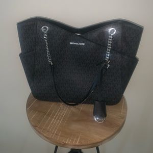 Michael Kors Black and Silver Tote Bag